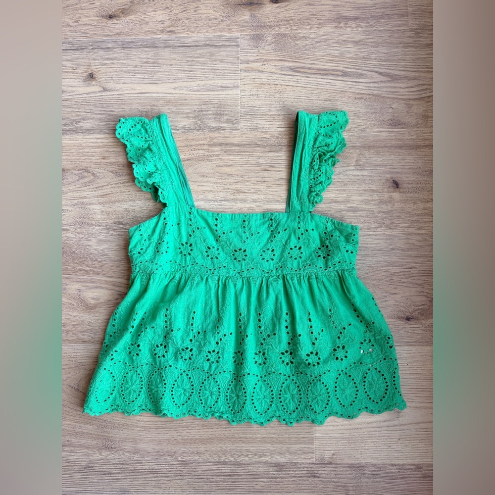 Emory Park Green Eyelet Tank Top - Women's Summer Top